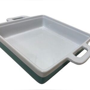 Stoneware Square Baking Dish Turquoise Chef Foodie Kitchen Presentation